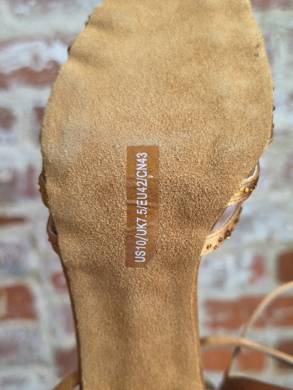 Strappy Metallic Copper Dance Heels with Rhinestone Accents - Picture 5 of 8